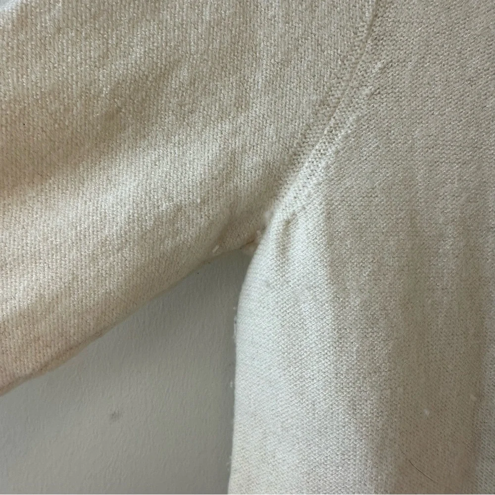 J. Crew 100% Merino Wool Textured Cable Knit Cream Sweater